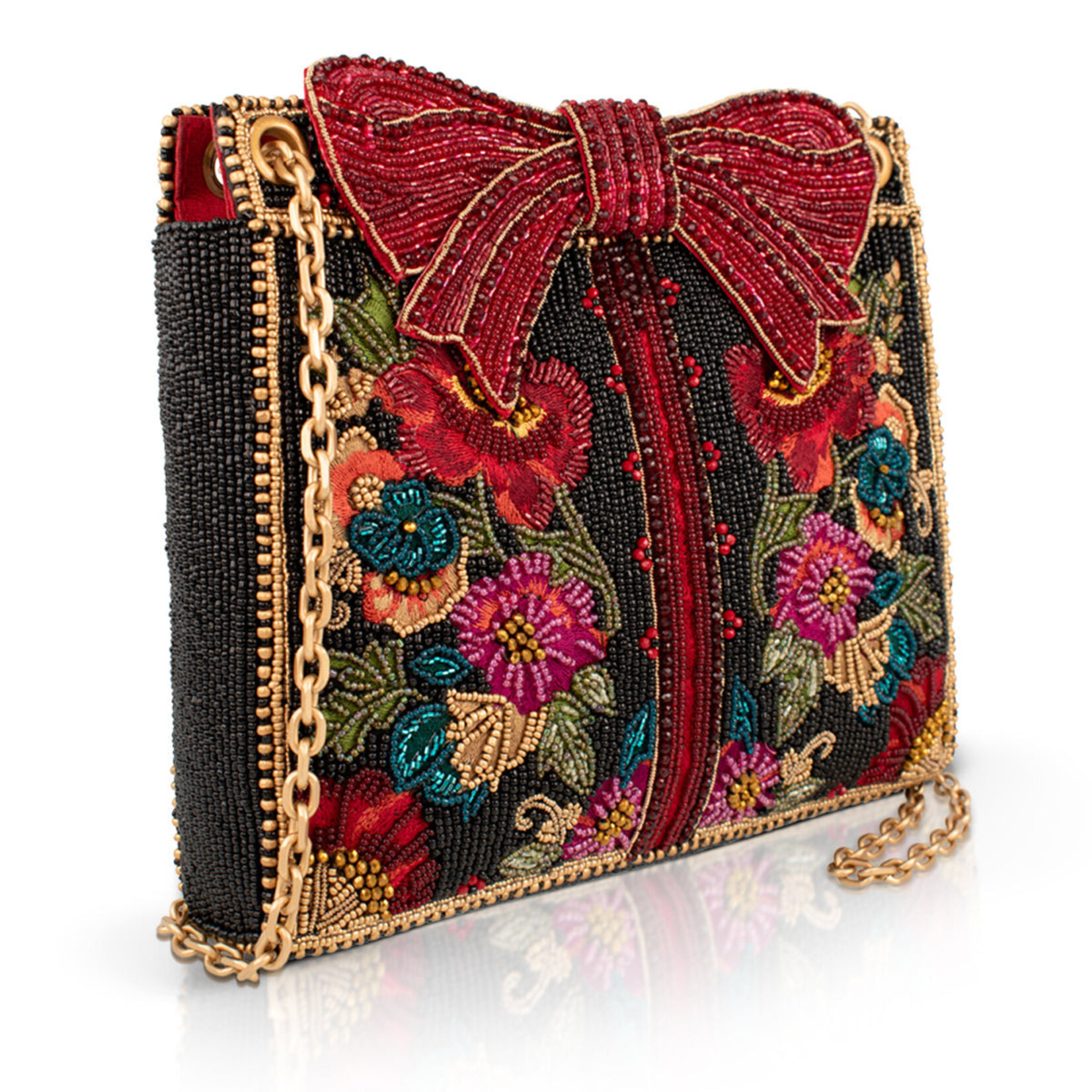 Mary Francis Gifted Floral Bow Crossbody Handbag
