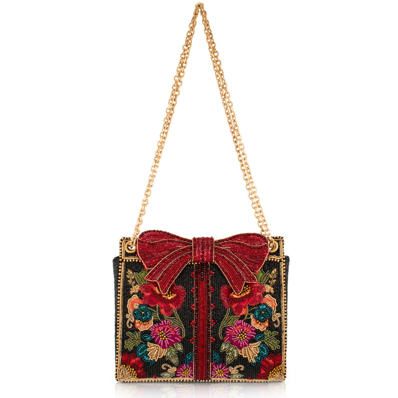 Mary Francis Gifted Floral Bow Crossbody Handbag