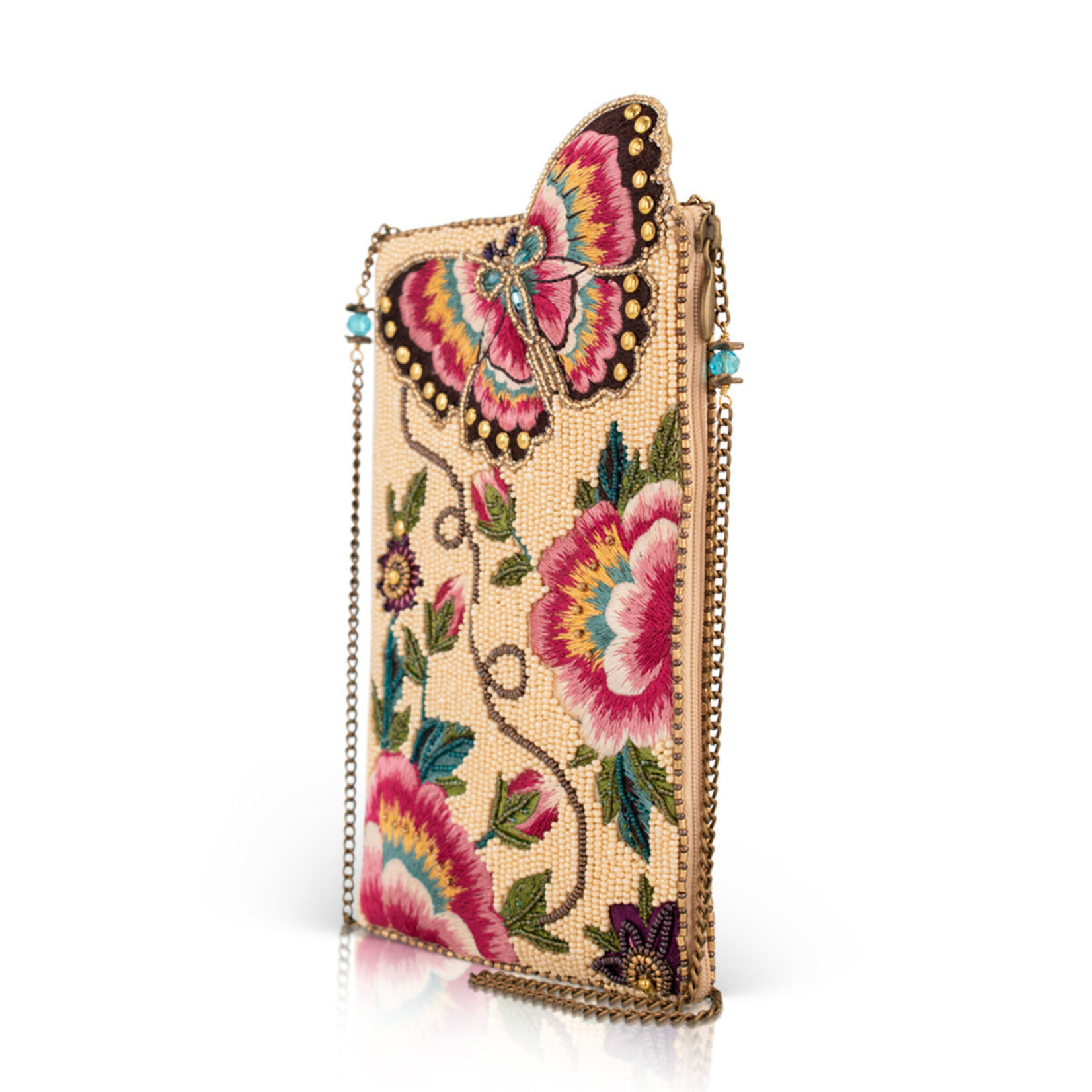 Mary Francis Butterfly Garden Beaded Floral Crossbody