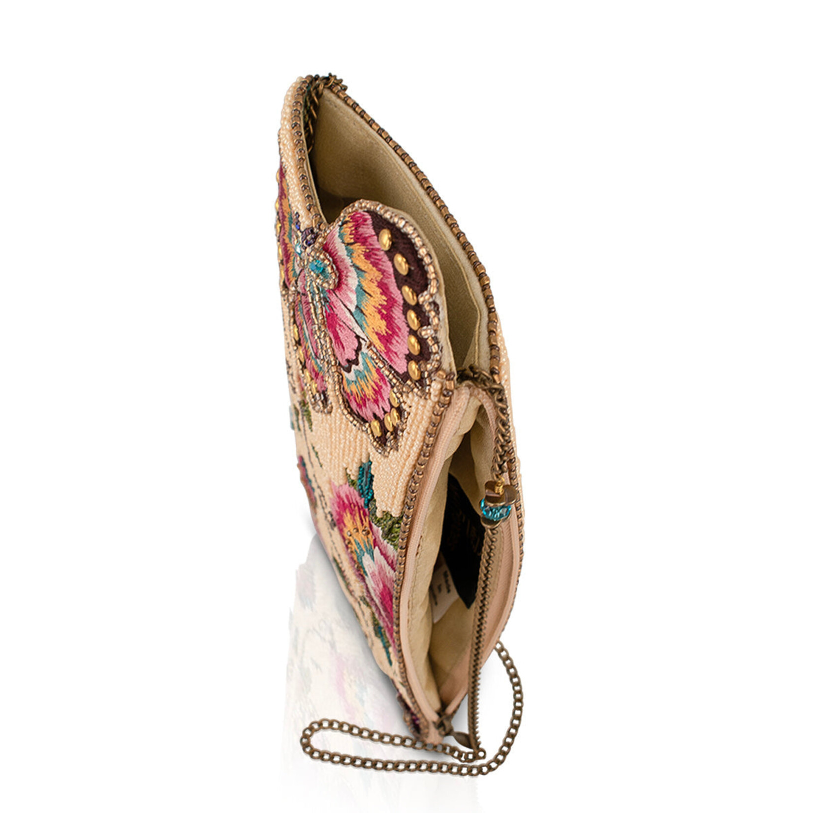 Mary Francis Butterfly Garden Beaded Floral Crossbody