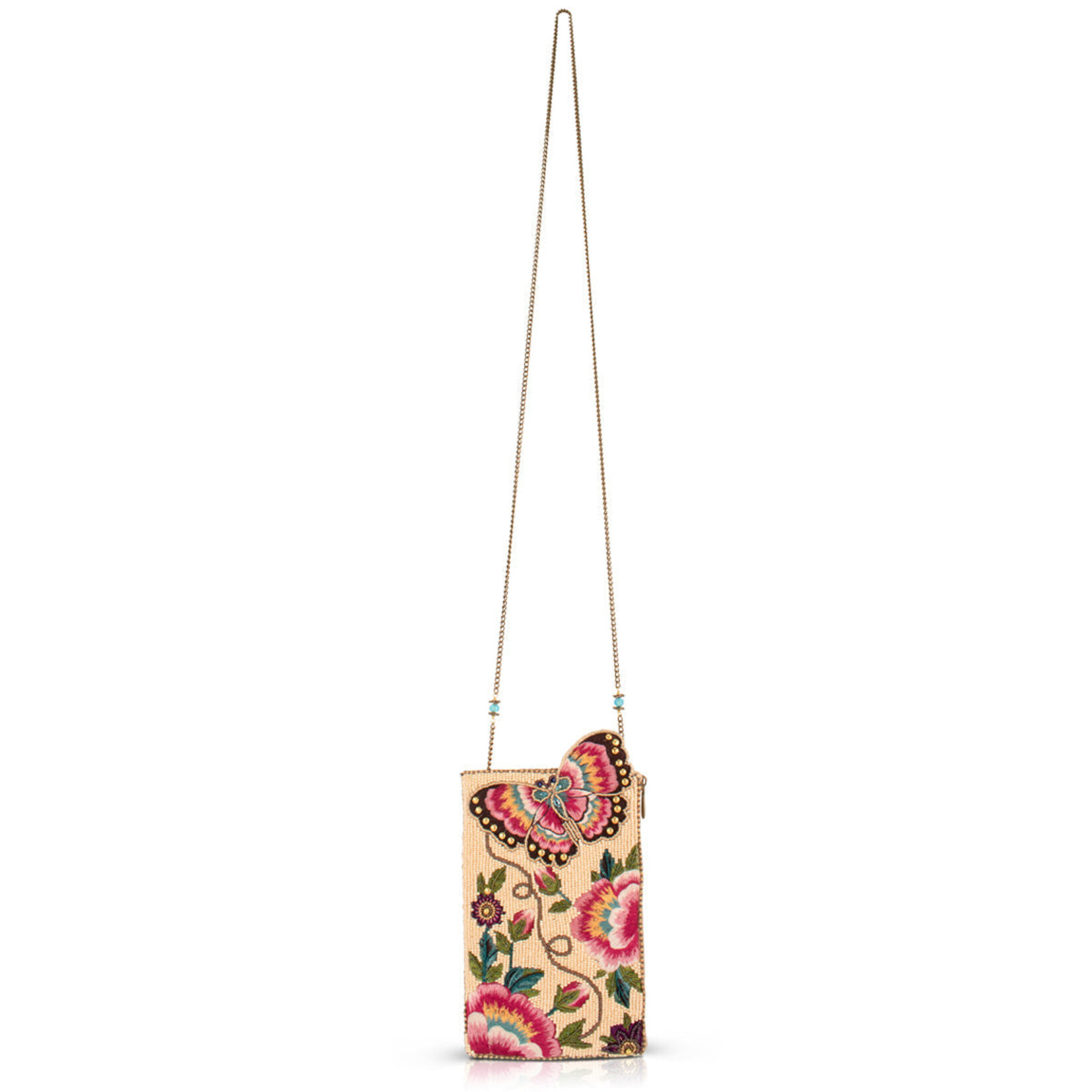 Mary Francis Butterfly Garden Beaded Floral Crossbody
