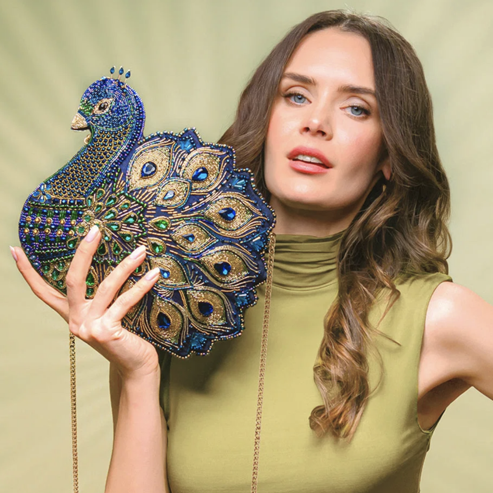 Mary Frances Show Off Beaded Peacock Crossbody Bag