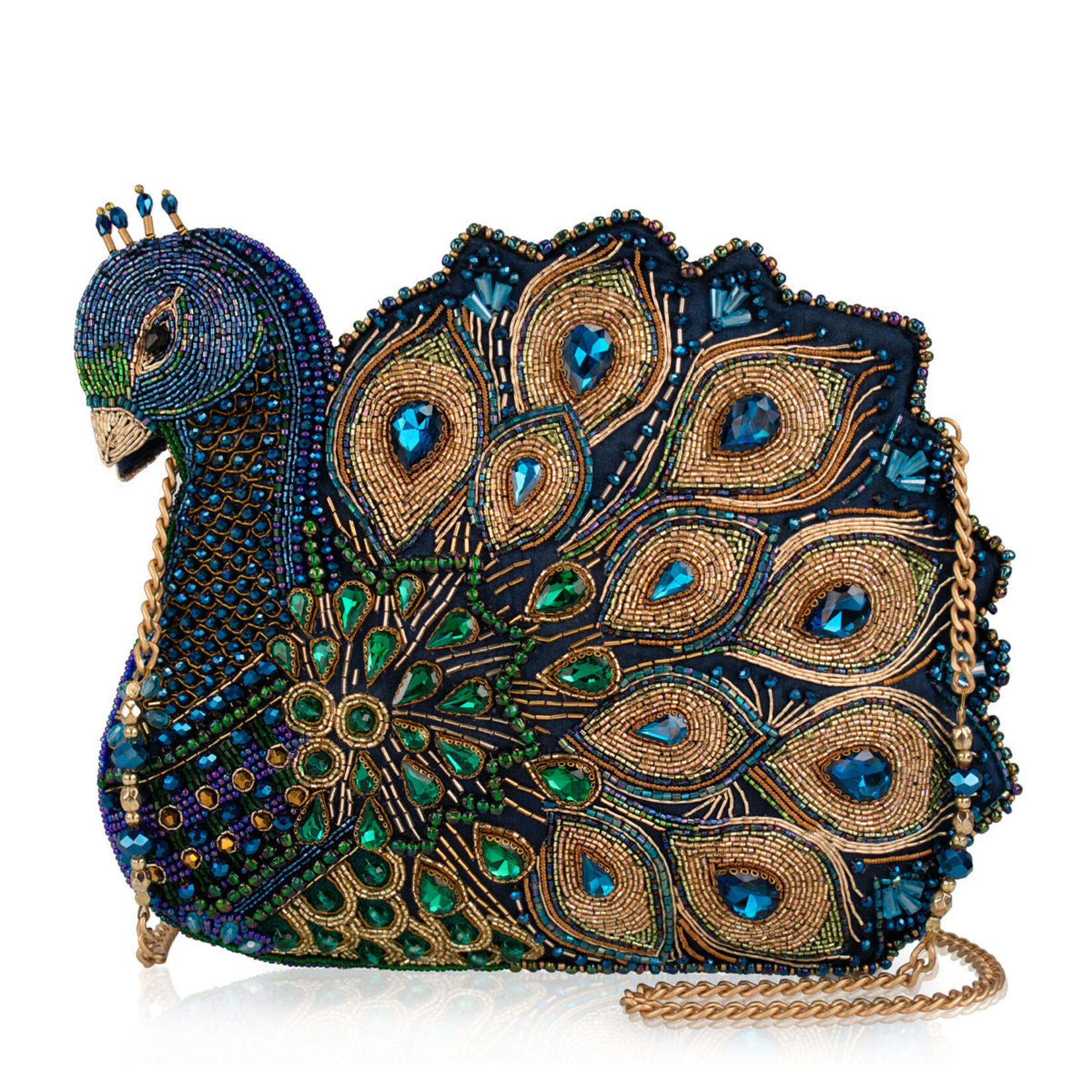 Mary Frances Show Off Beaded Peacock Crossbody Bag