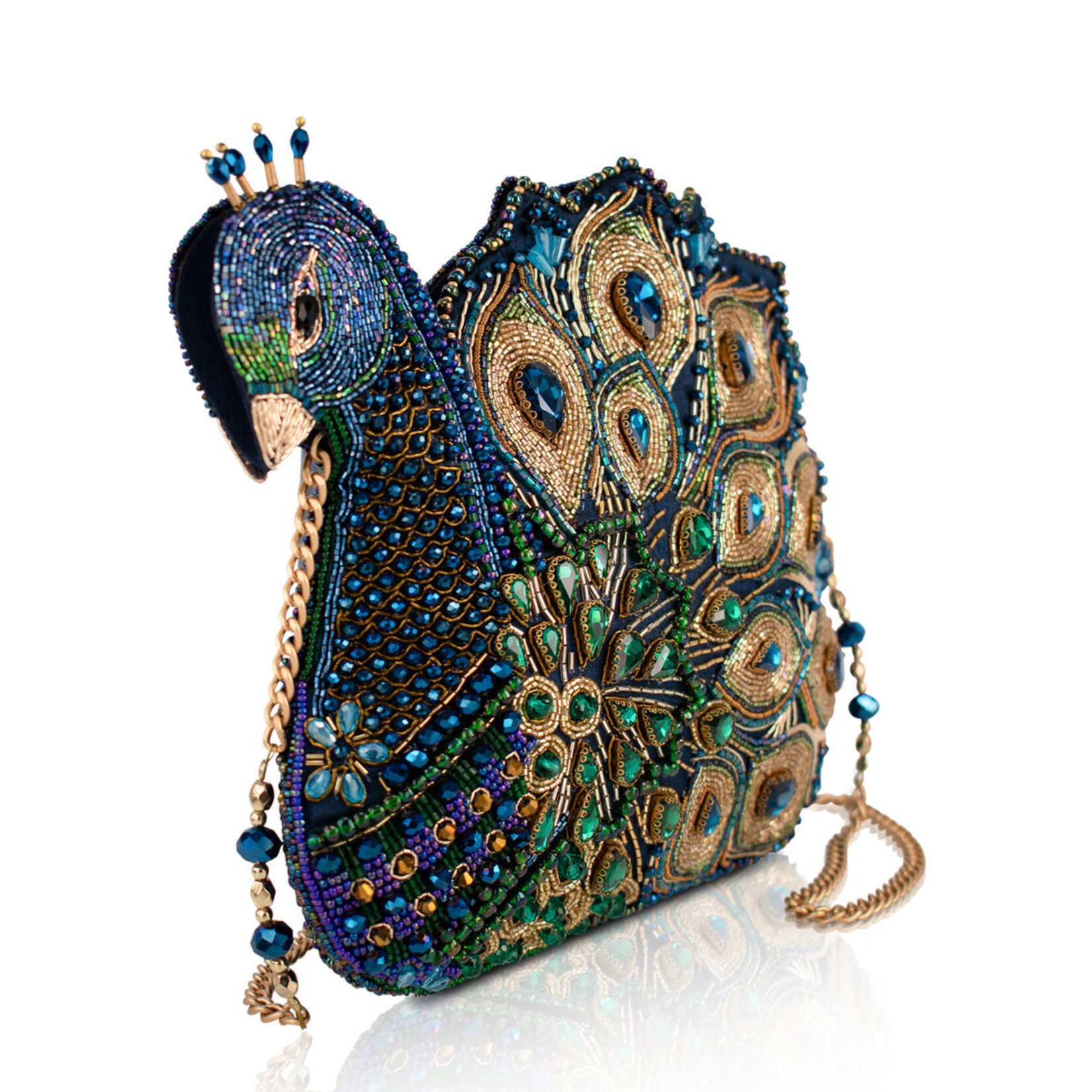 Mary Frances Show Off Beaded Peacock Crossbody Bag