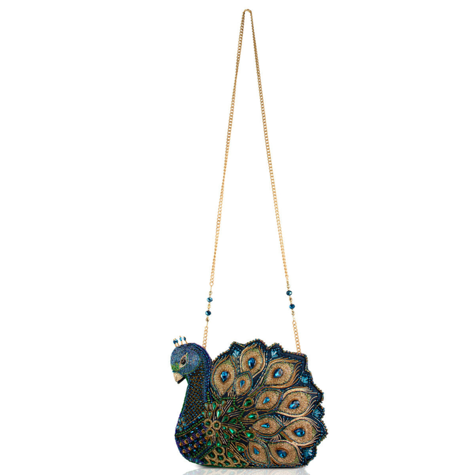 Mary Frances Show Off Beaded Peacock Crossbody Bag