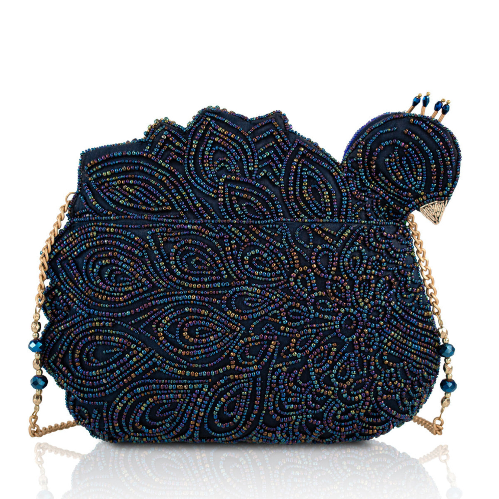 Mary Frances Show Off Beaded Peacock Crossbody Bag