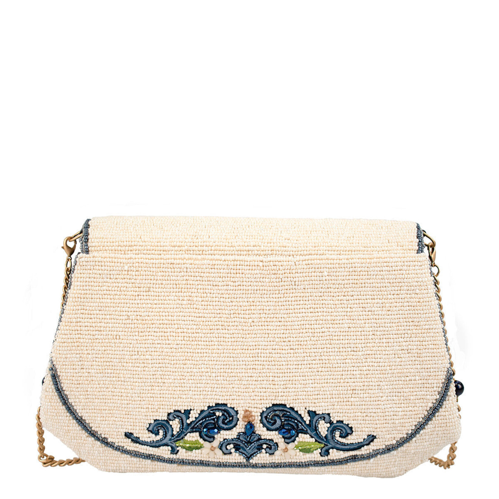 Mary Frances Capri Lemons Yellow and Blue Beaded Crossbody Handbag