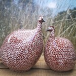 Les Céramiques de Lussan Guinea Fowl Bordeaux Spotted White