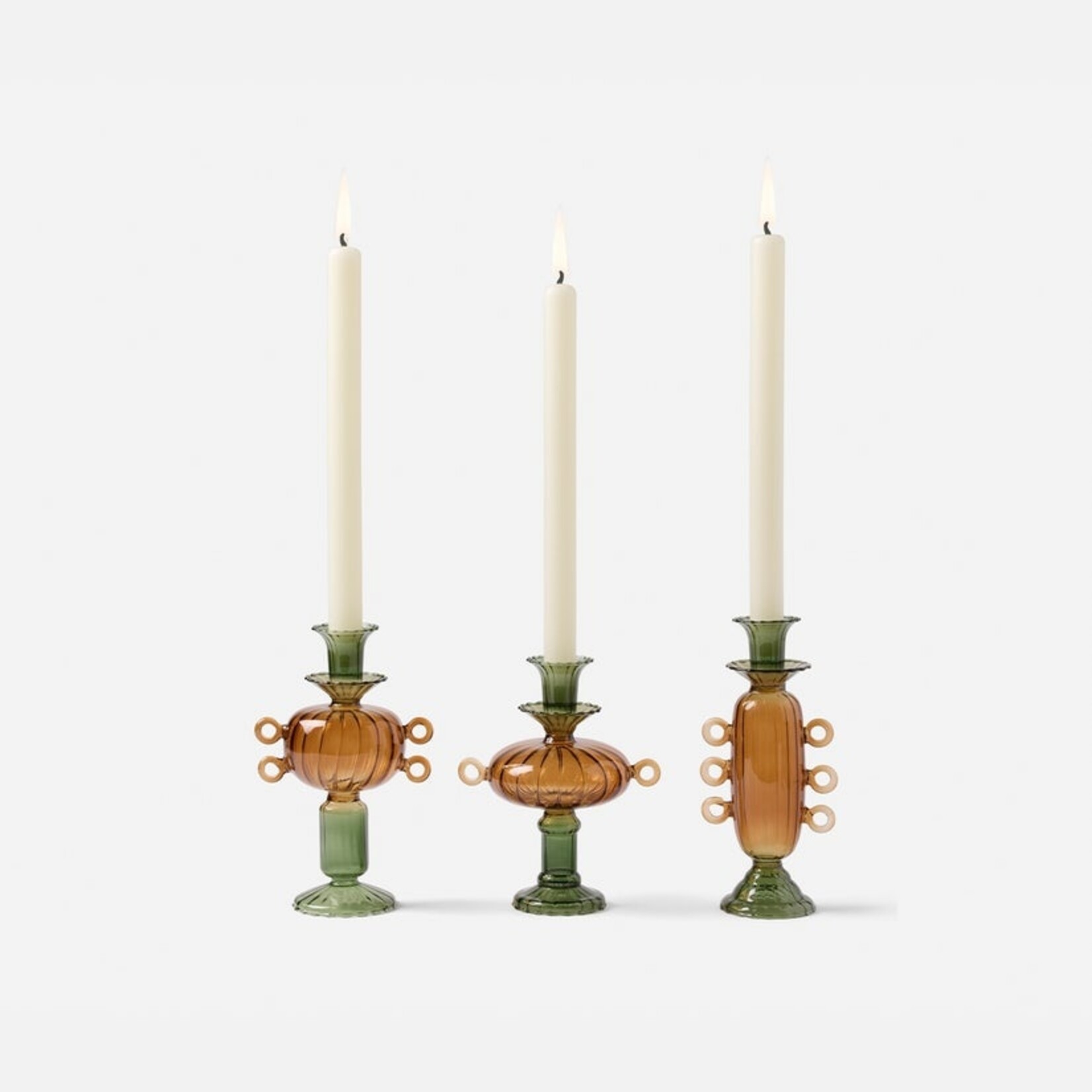 Blue Pheasant Ambrose Hand Blown Glass Candle Holders (Set of 3)