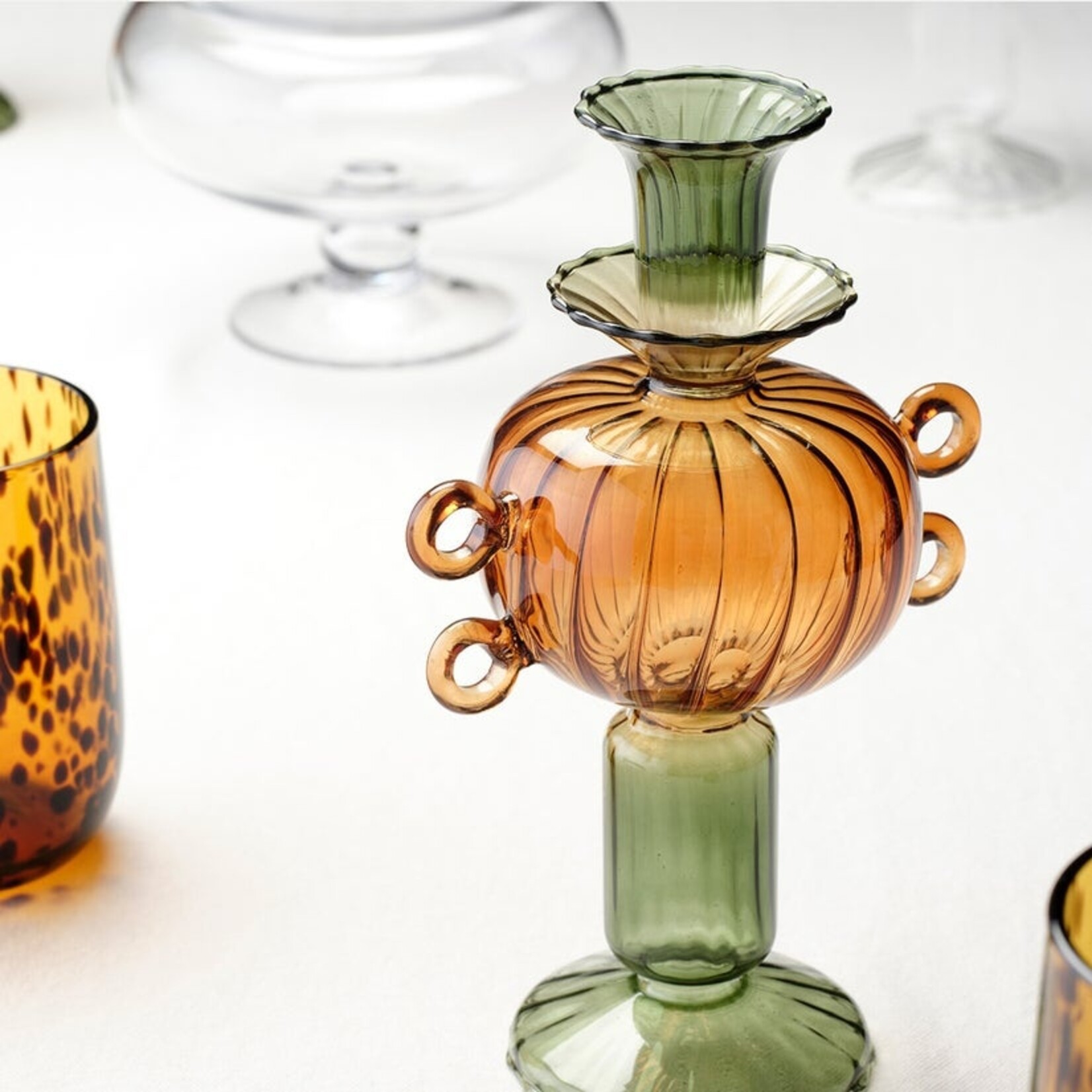 Blue Pheasant Ambrose Hand Blown Glass Candle Holders (Set of 3)