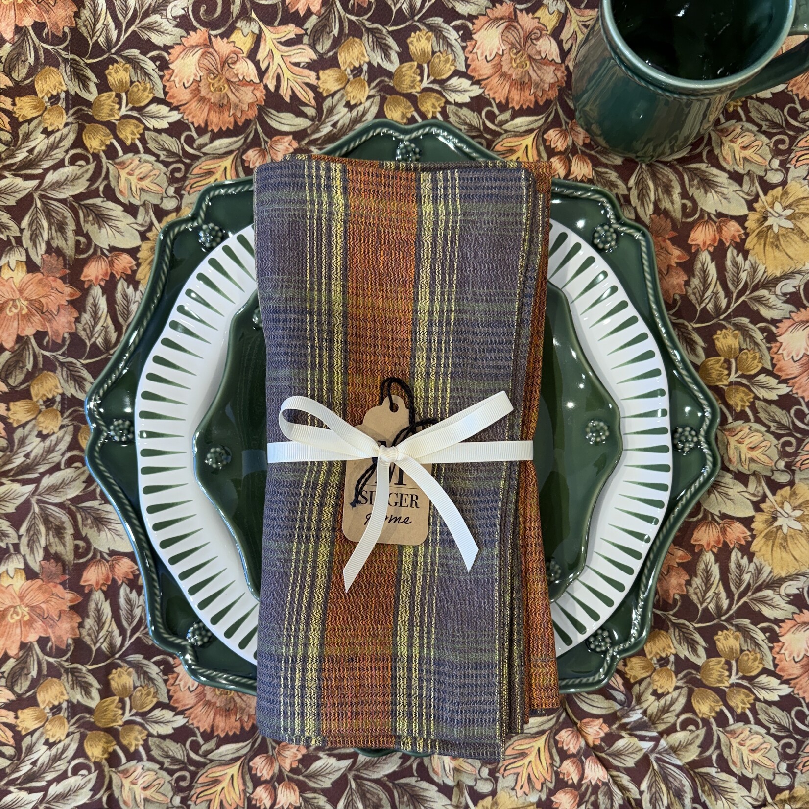 Deborah Rhodes Winter Plaid Napkin in Orange (Set of 4)