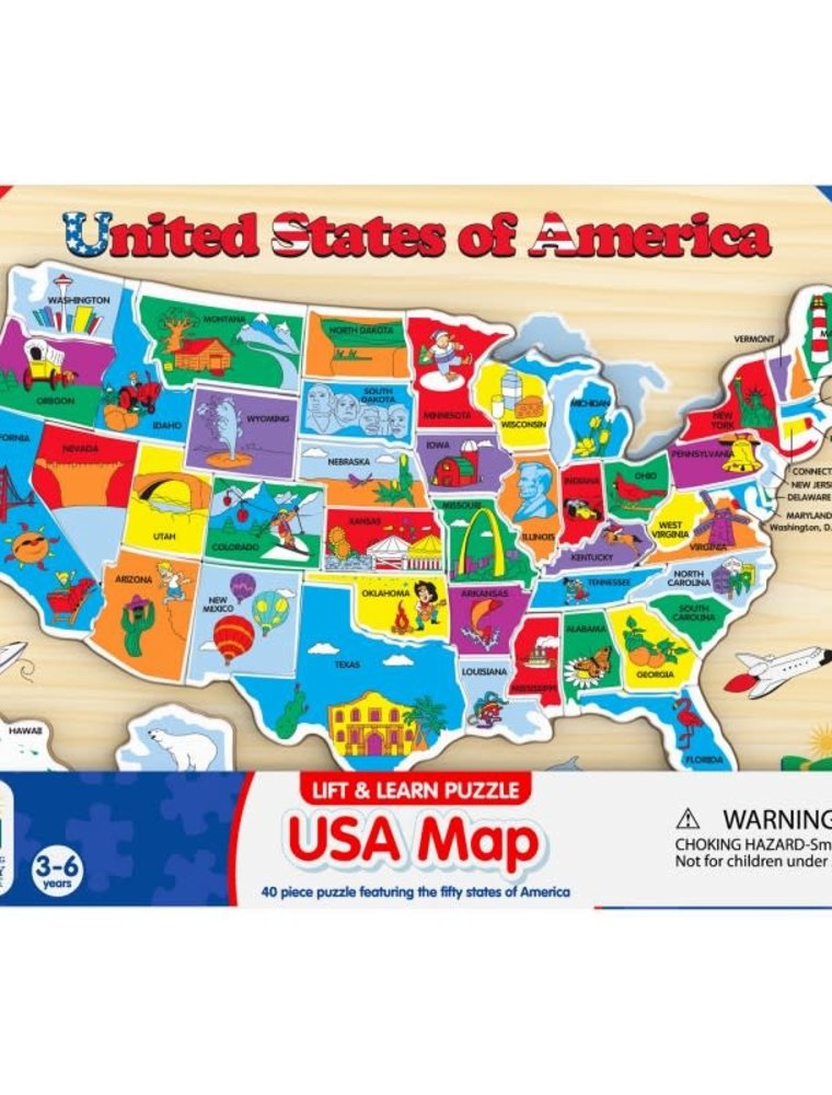 The Learning Journey Lift & Learn Wooden USA Map Puzzle