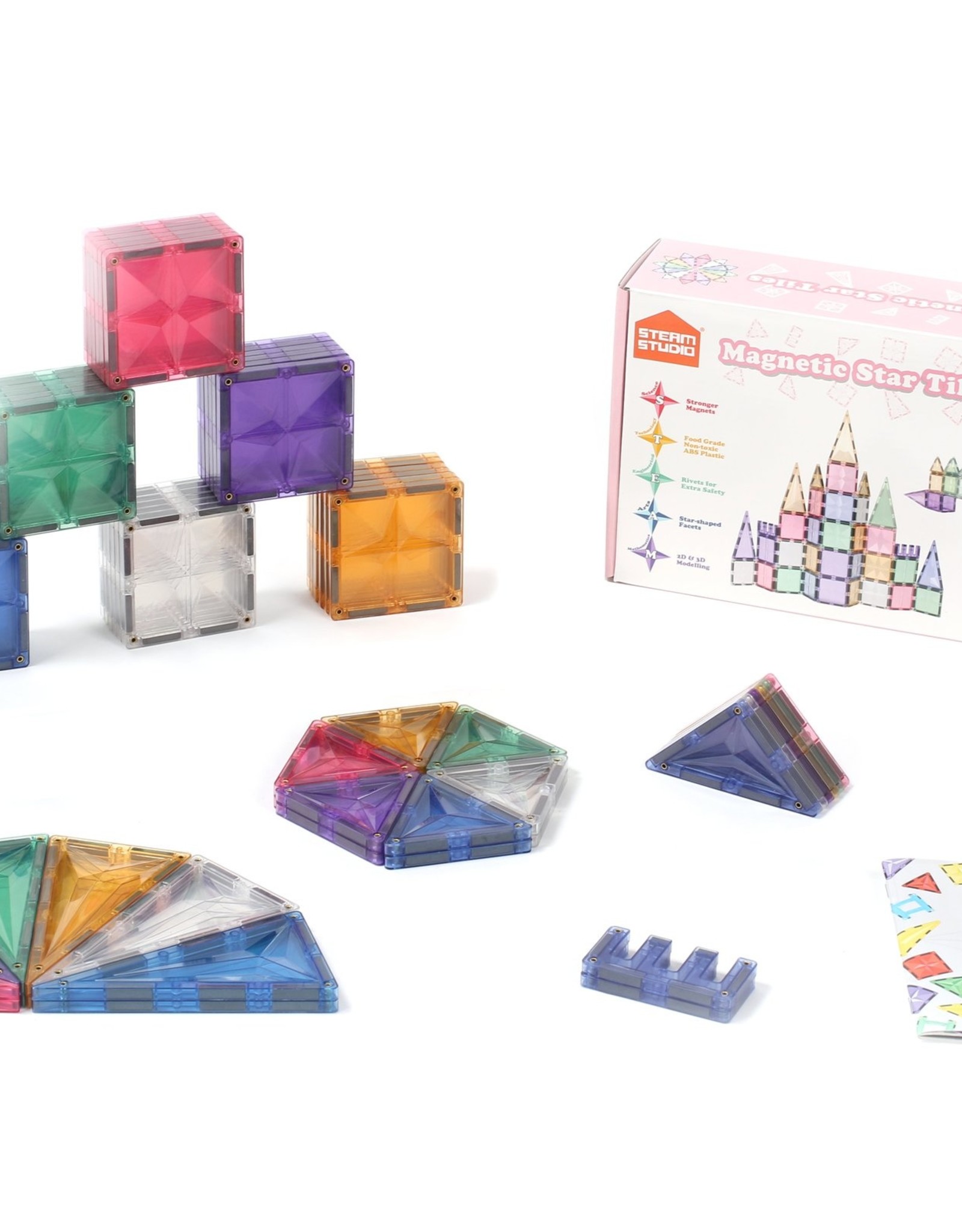 Steam Studio Steam Studio - Magnetic Star Tiles Pastel & Ice Set 68pce