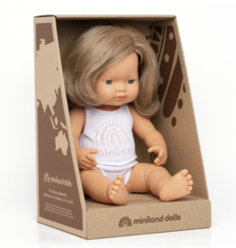 Miniland Baby Doll  -Dark  Blond  38cm  Caucasian doll