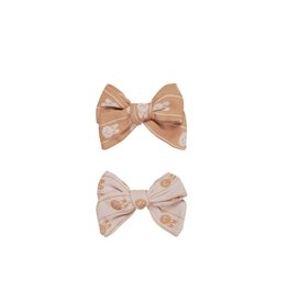 Huxbaby Huxbaby - Bunny Stripe 2pk Hair Bow Biscuit & Rose