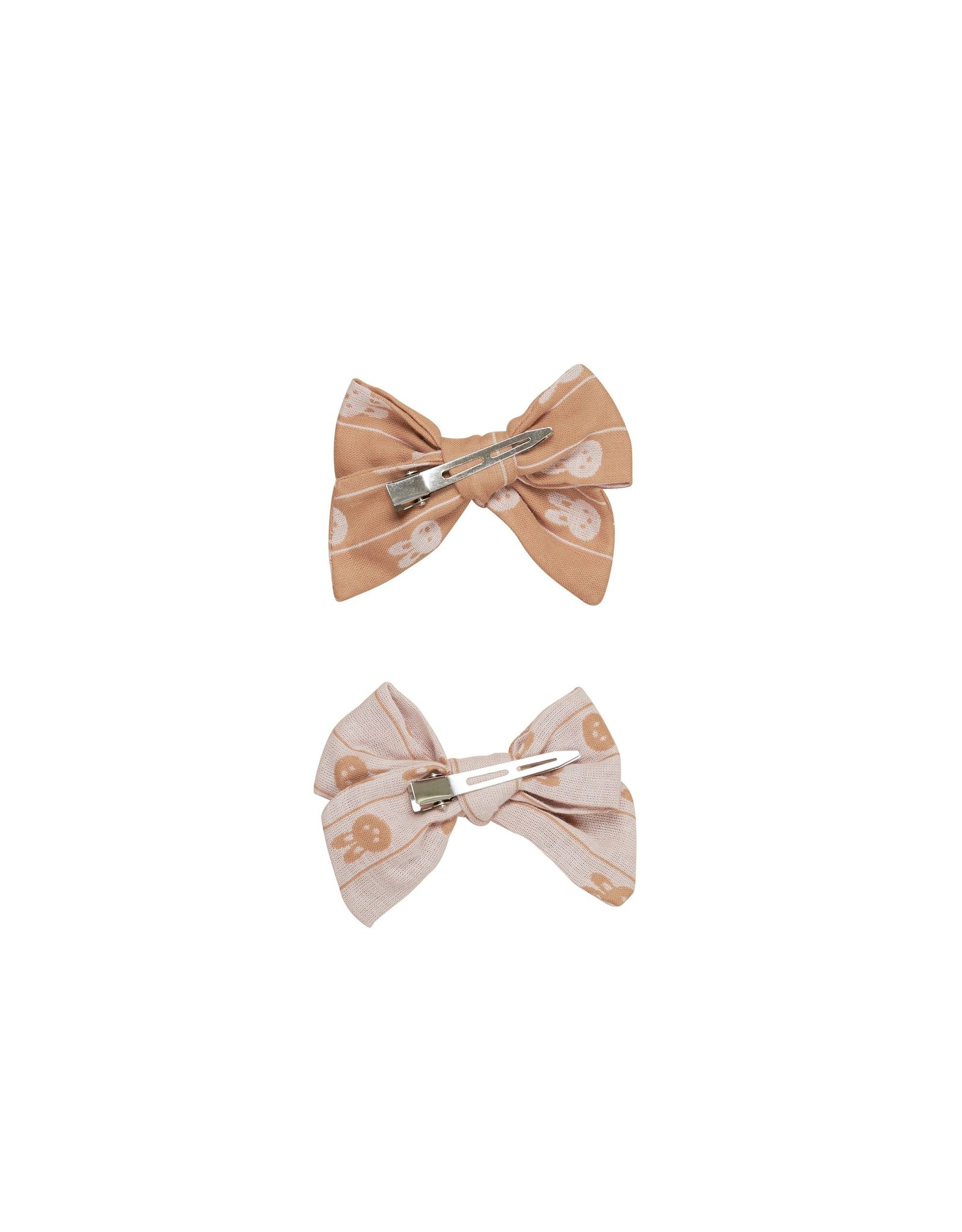 Huxbaby Huxbaby - Bunny Stripe 2pk Hair Bow Biscuit & Rose
