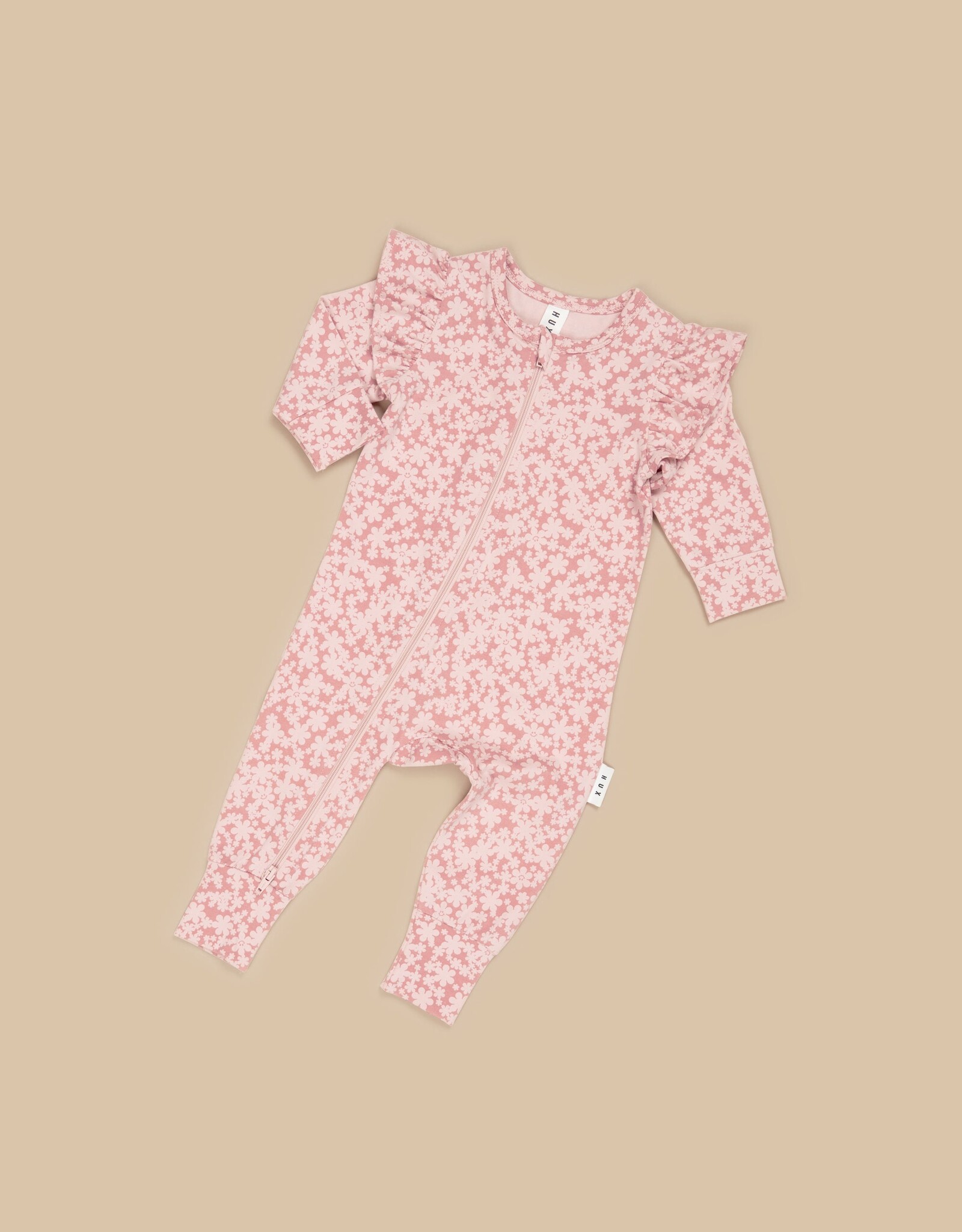 Huxbaby Huxbaby - Smile Floral Zip Romper Dusty Rose