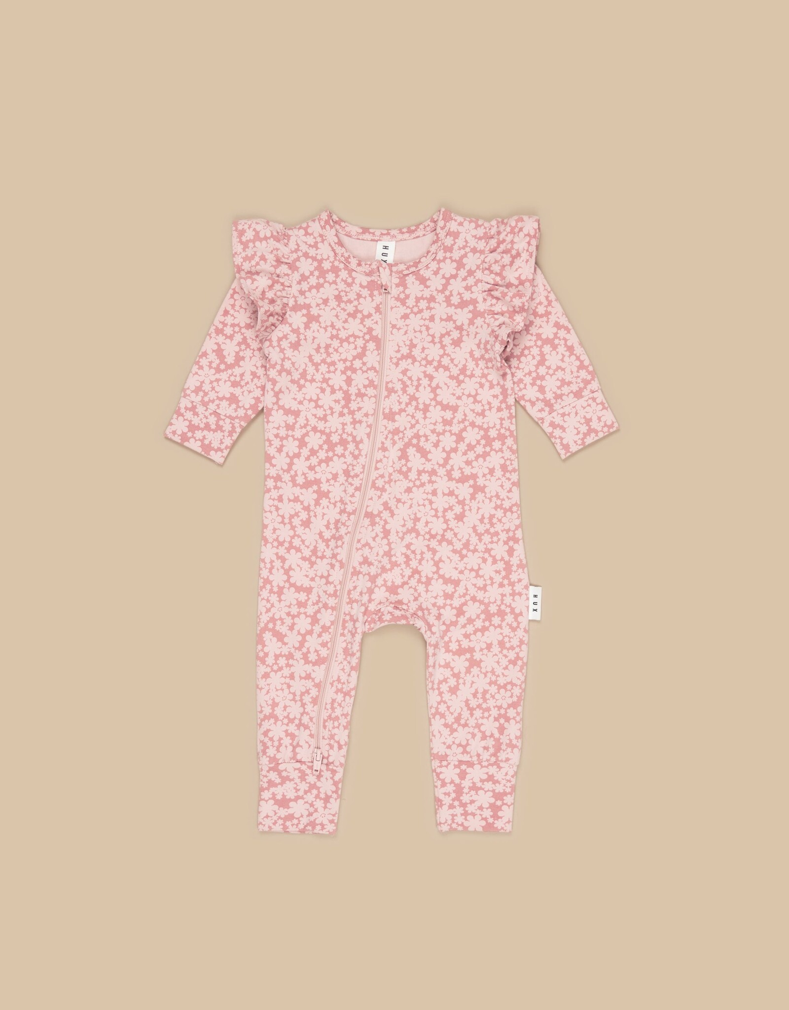 Huxbaby Huxbaby - Smile Floral Zip Romper Dusty Rose