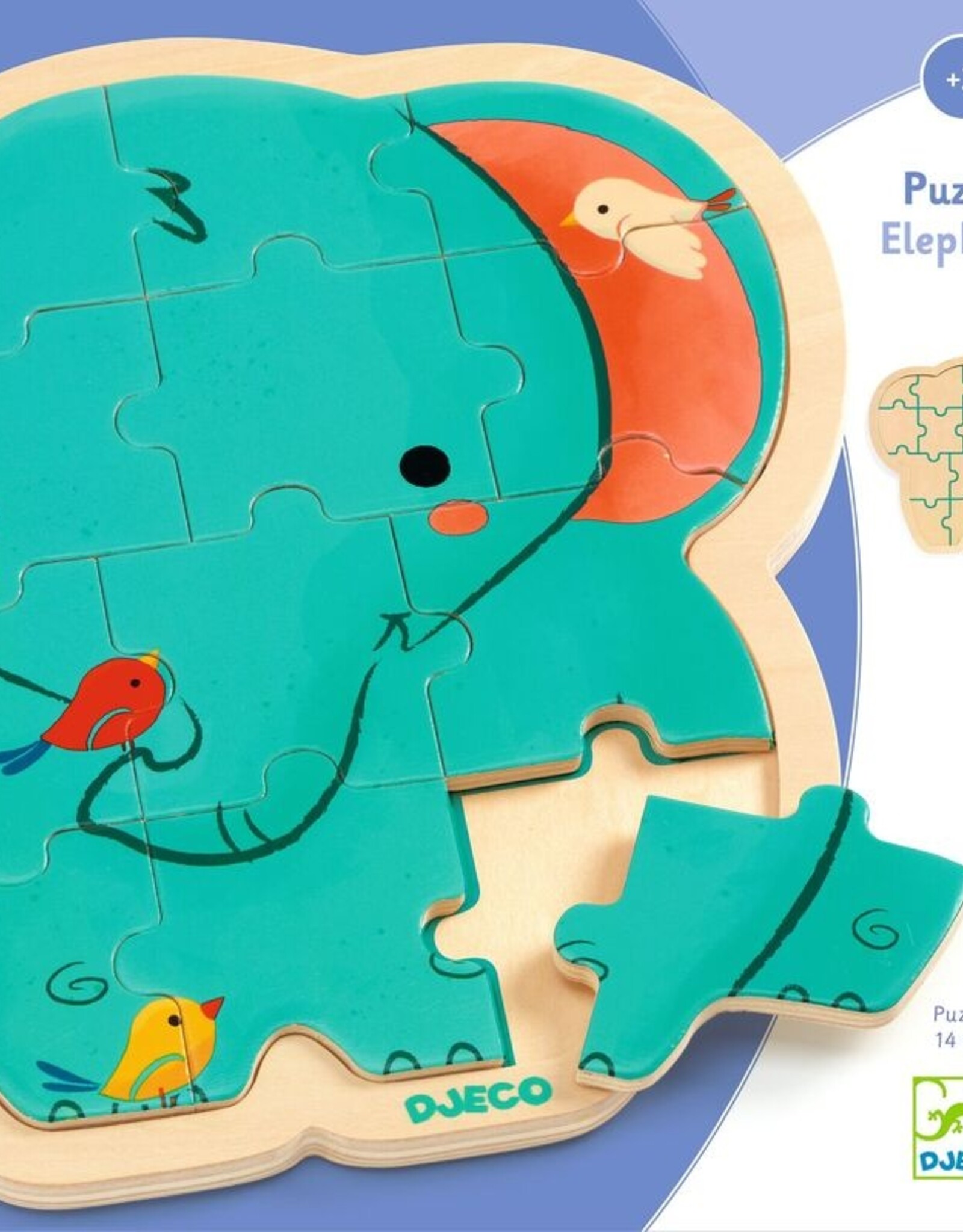 Djeco Djeco - Elephant Wooden Jigsaw Puzzle 14pce
