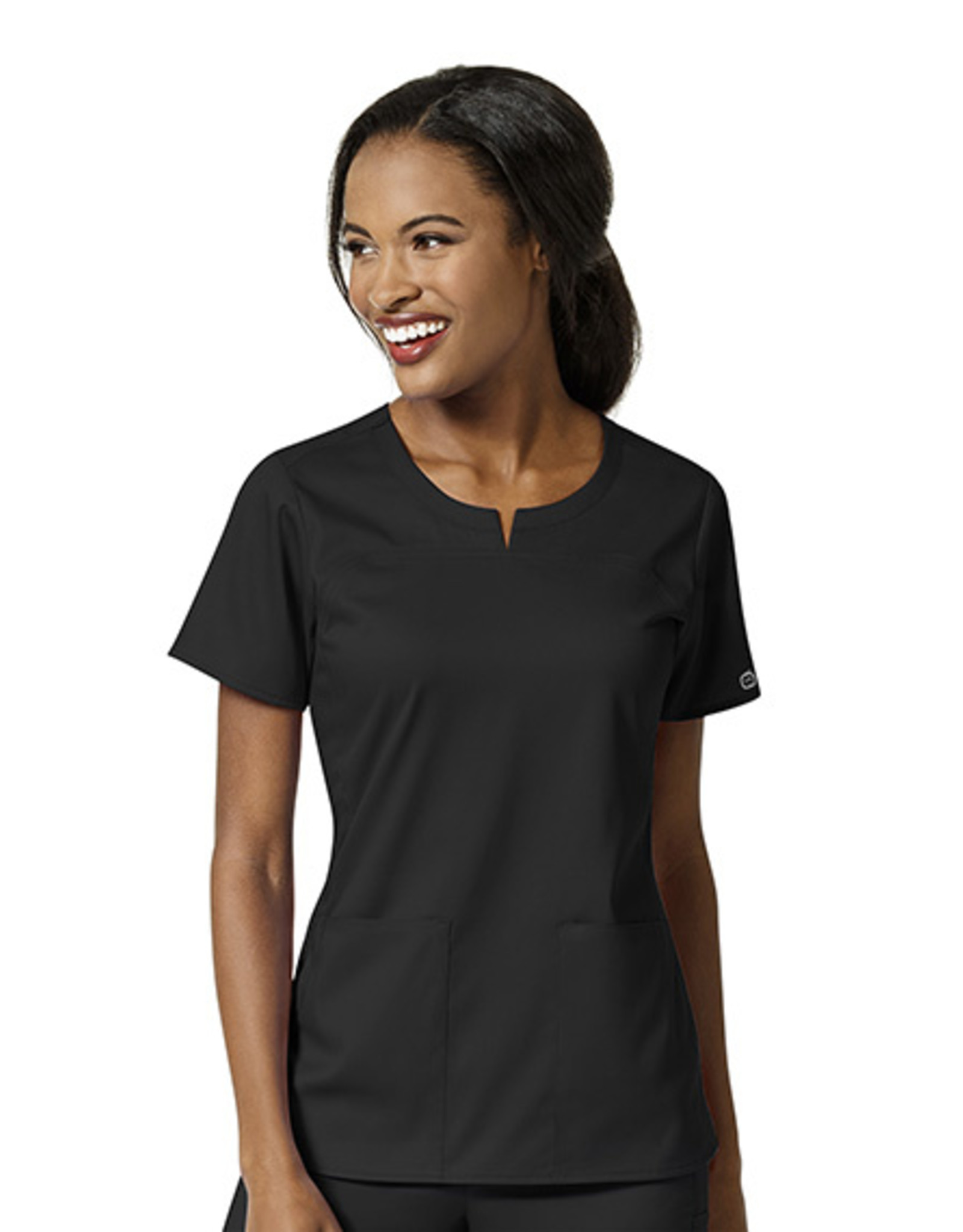 Women's Notch Neck Beauty Tunic (Black) - NF58