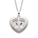 Mommy Chic Silver Heart Footprint Pendant