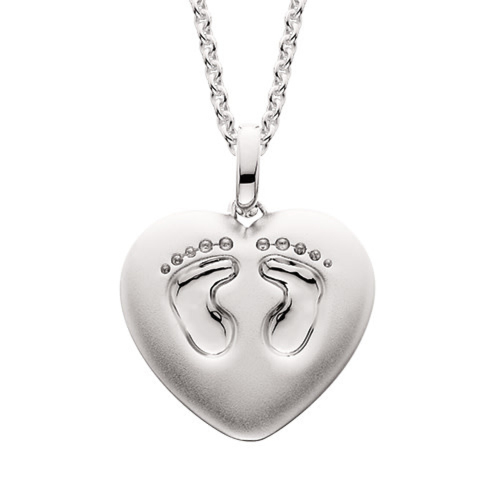 Mommy Chic Silver Heart Footprint Pendant