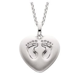 Mommy Chic Silver Heart Footprint Pendant