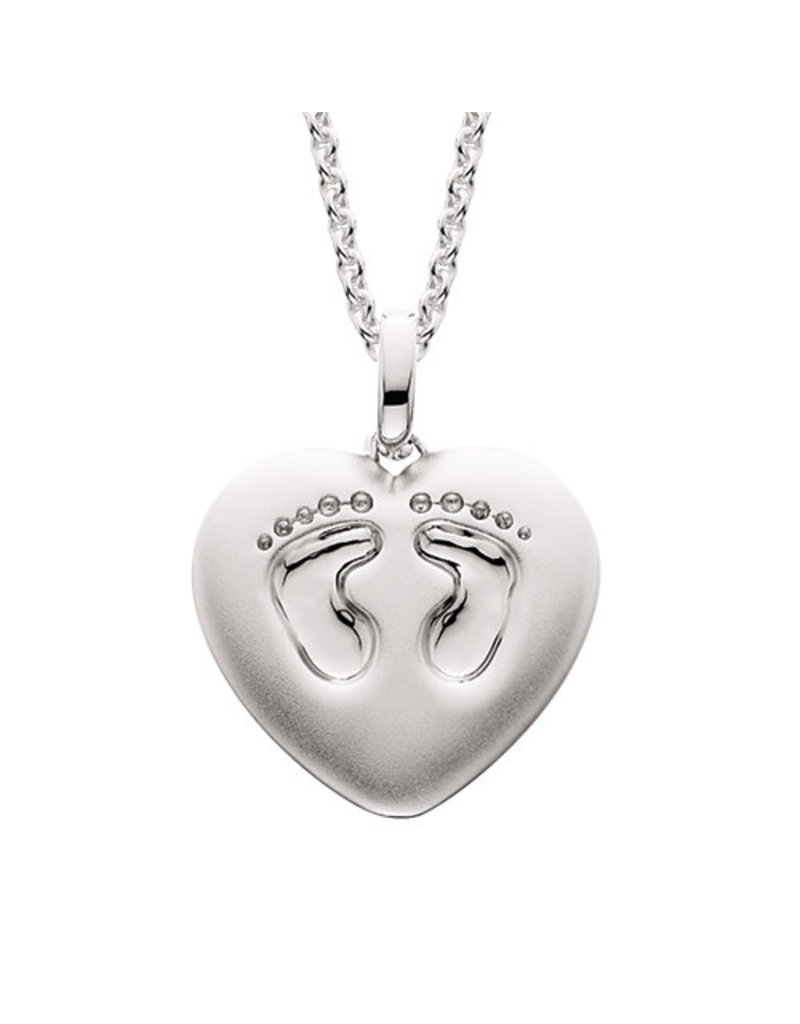 Mommy Chic Silver Heart Footprint Pendant
