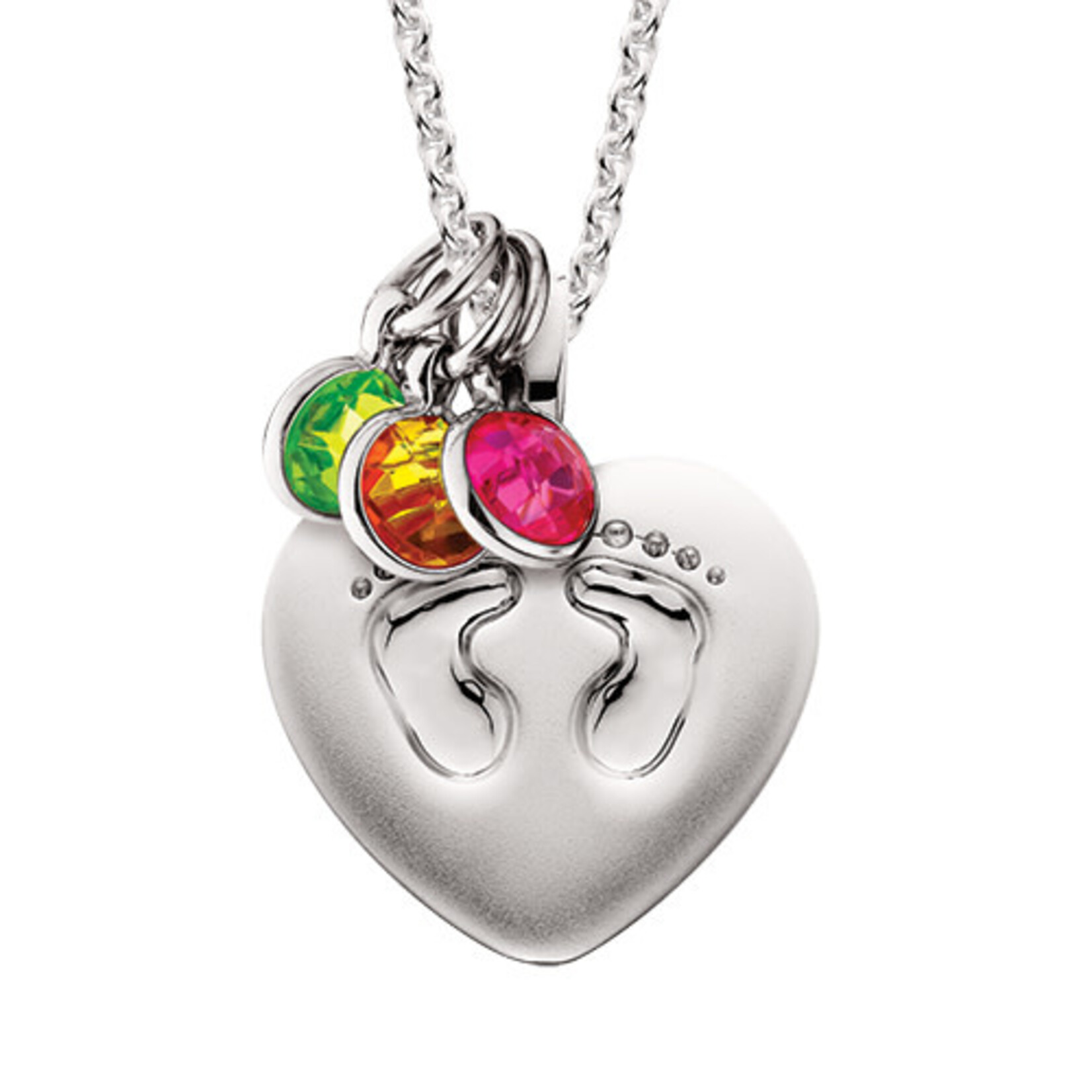 Mommy Chic Silver Heart Footprint Pendant