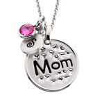 Mommy Chic Floral "Mom" Silver Pendant