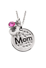 Mommy Chic Floral "Mom" Silver Pendant