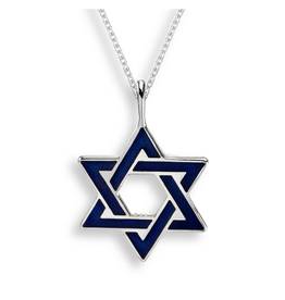 Nicole Barr Nicole Barr Sterling Silver Blue Enameled Star of David Pendant