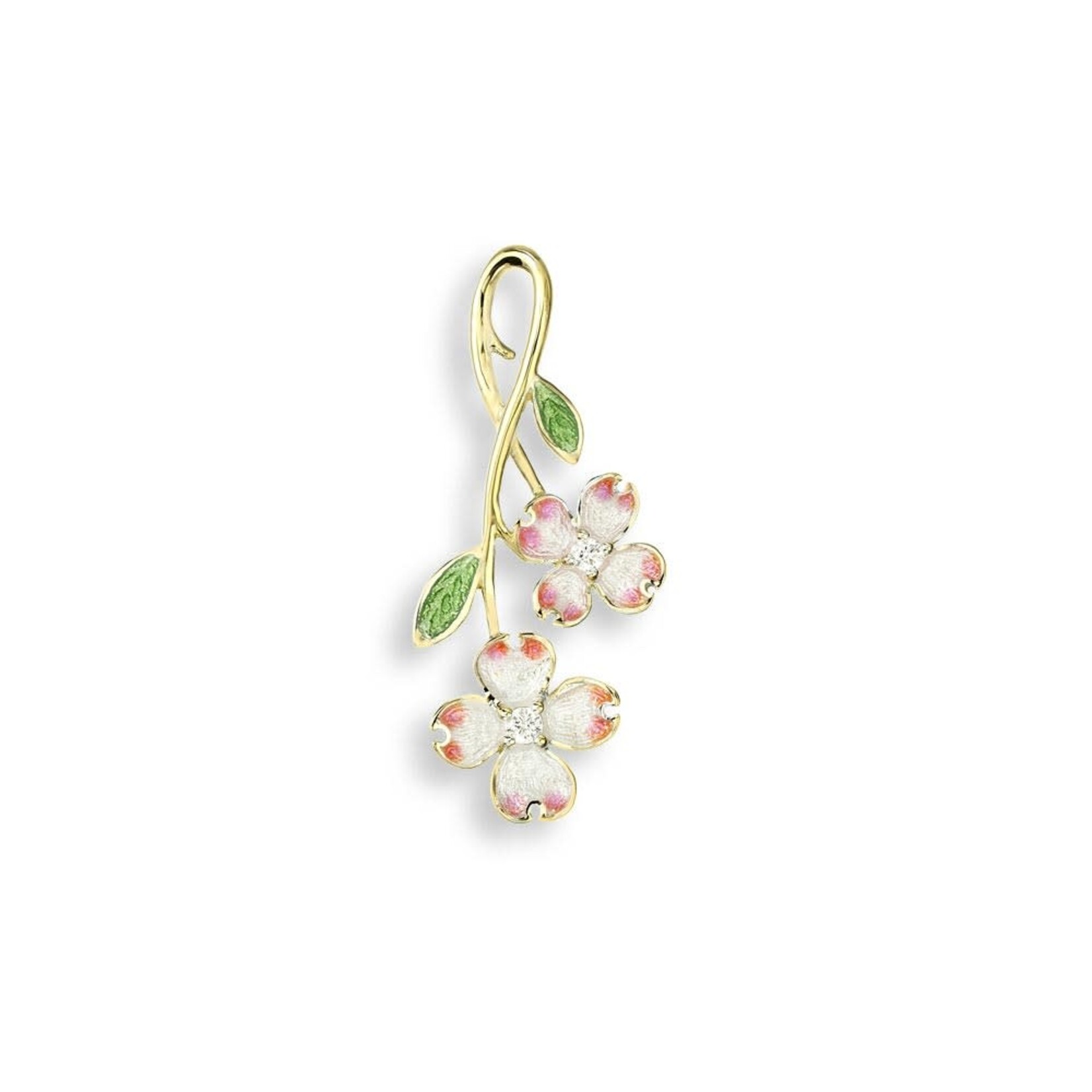 Nicole Barr 18 Karat Yellow Gold and Diamond White Dogwood Pendant
