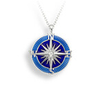 Nicole Barr Nicole Barr Sterling Silver Blue Enameled Compass Pendant with White Sapphire