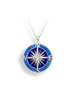 Nicole Barr Nicole Barr Sterling Silver Blue Enameled Compass Pendant with White Sapphire