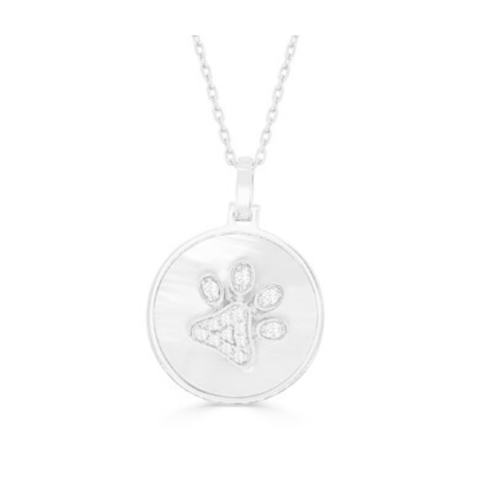 Frederic Sage FS 14KT #P3467W-PB-4WW  DIA .10CT PAW PRINT NECKLACE