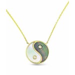 Frederic Sage White and Black Mother of Pearl & Diamond Yin Yang "Happy" Pendant