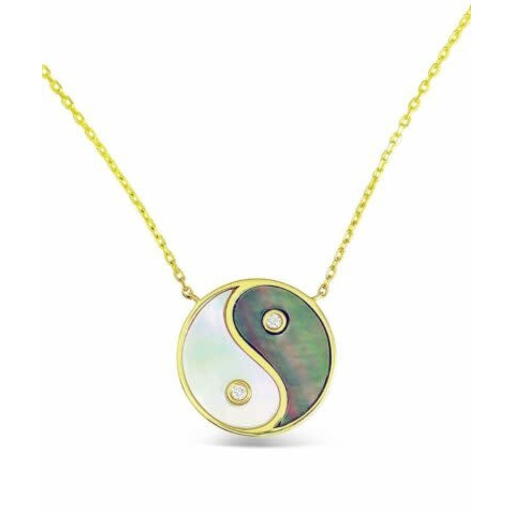 Frederic Sage White and Black Mother of Pearl & Diamond Yin Yang "Happy" Pendant