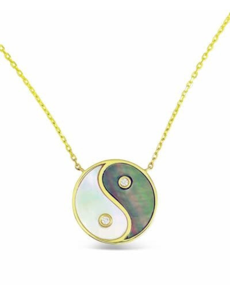 Frederic Sage White and Black Mother of Pearl & Diamond Yin Yang "Happy" Pendant