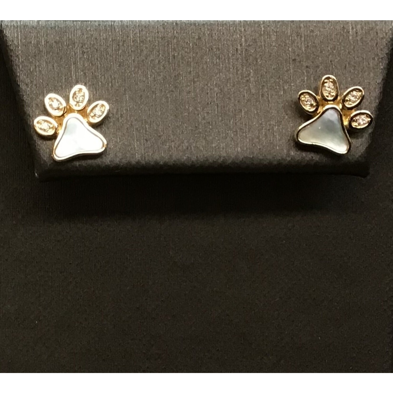 Frederic Sage White Mother of Pearl & Diamond Happy Paw Studs