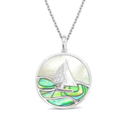 Frederic Sage Abalone & White Mother Of Pearl Happy Sailboat Pendant
