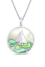 Frederic Sage Abalone & White Mother Of Pearl Happy Sailboat Pendant