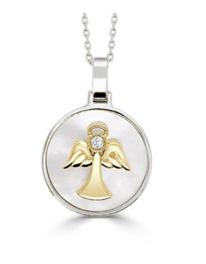 Frederic Sage White Mother of Pearl & Diamond Happy Angel Pendant & Chain