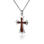 Alamea Sterling Silver Koa Wood Cross Pendant (Small)