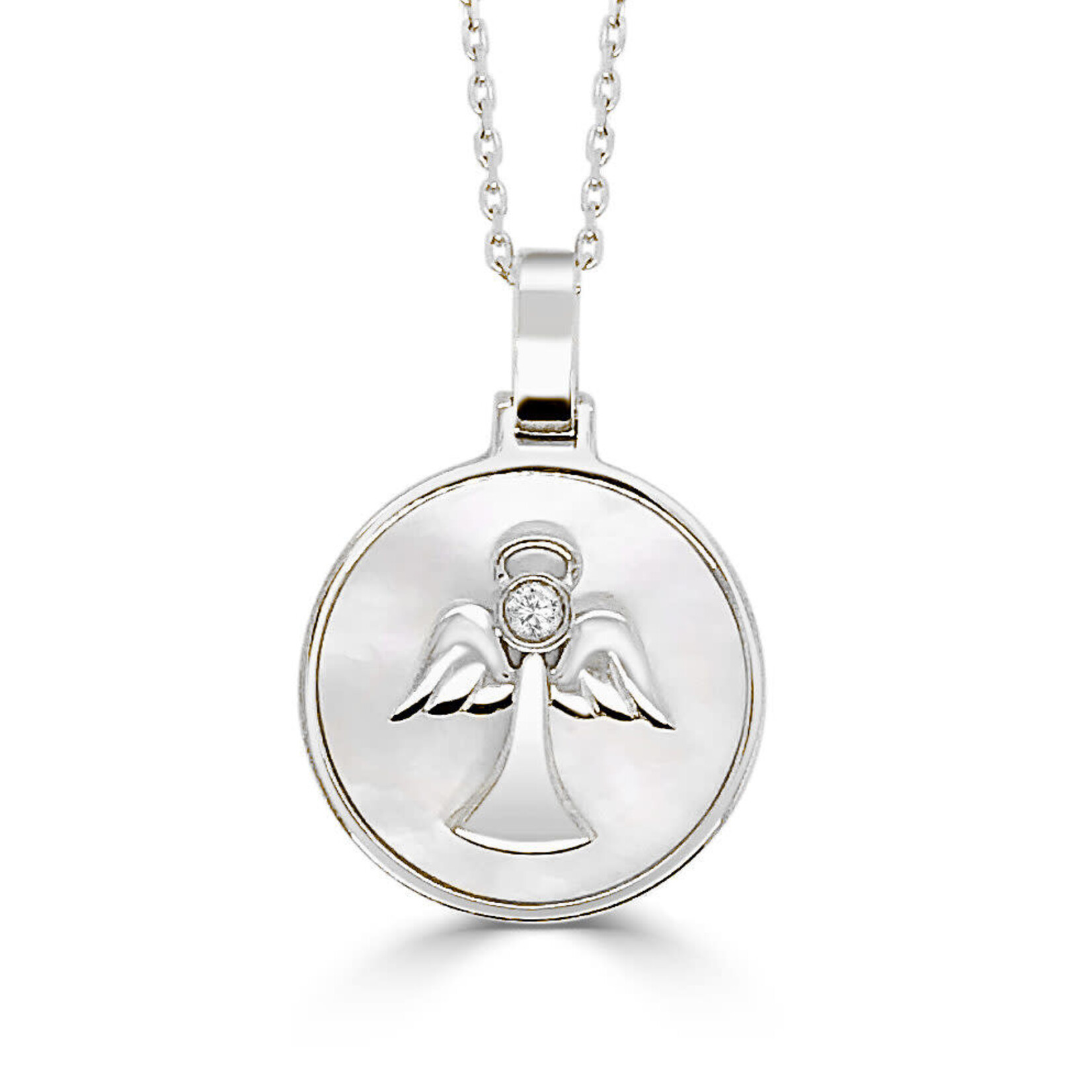 Frederic Sage FS 14KT  #P3081W-PB-4WMP .03CT DIA  ANGEL NECKLACE