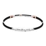 Zancan Zancan #EXB781R-N Men's Bracelet 18K Rose Gold, Sterling Silver, Black Spinels, Kevlar and Stainless Clasp