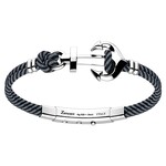 Zancan Zancan #EXB918-08 Sterling Silver Anchor & Black Kevlar Bracelet