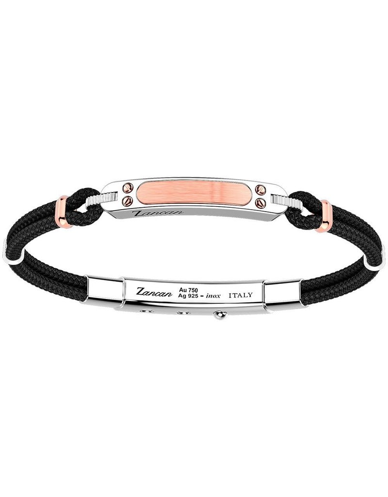 Zancan Zancan #EXB785R-N Sterling Silver 18K Rose Gold & Black Kevlar Bracelet