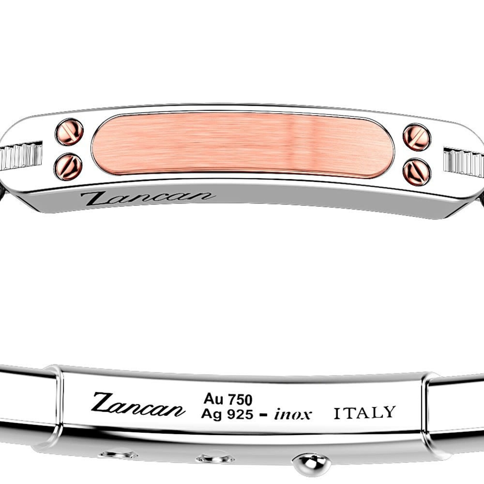 Zancan Zancan #EXB785R-N Sterling Silver 18K Rose Gold & Black Kevlar Bracelet