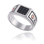 Zancan Zancan #EXA018MR Men's Ring, 18K Rose Gold, Sterling Silver, Black Spinel Ring